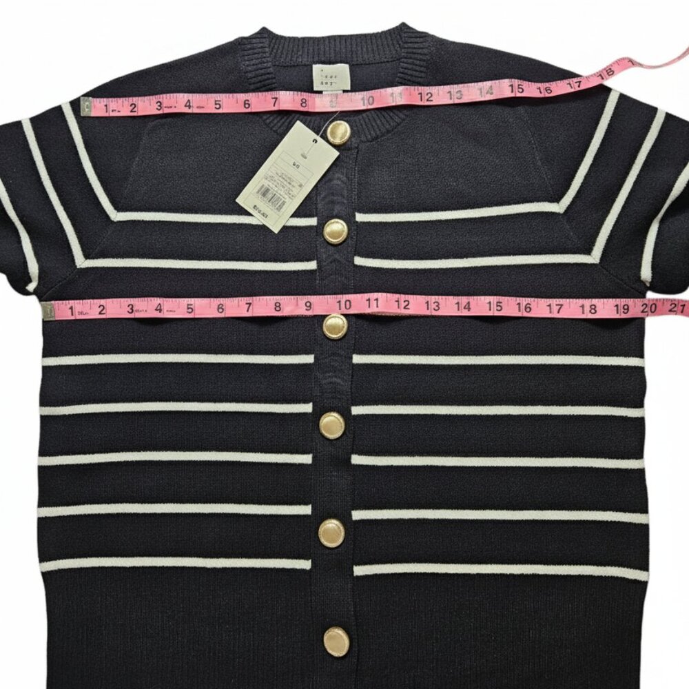 A New Day™ Women's Lady Jacket Cardigan - NWT, Size XS, Black/White Striped - Picture 8 of 9